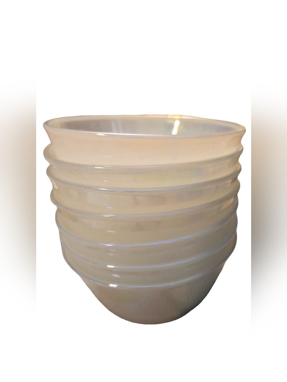 Vintage Fire King Aurora Bowl Set Of 7 Iridescent Opalescent Glass